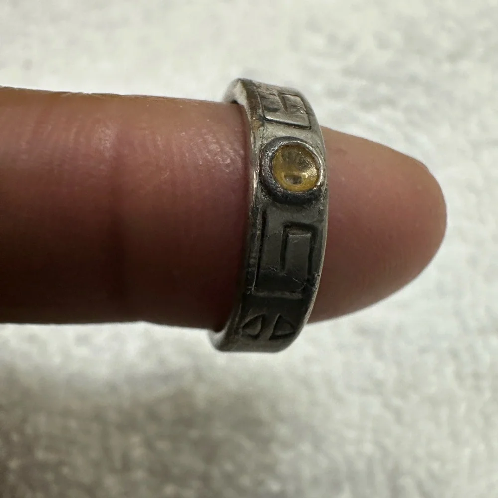 Greek key Pattern Ring and missing a stone